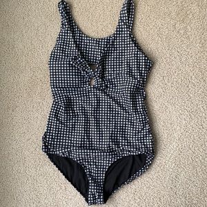 Checkered one piece bathing suit